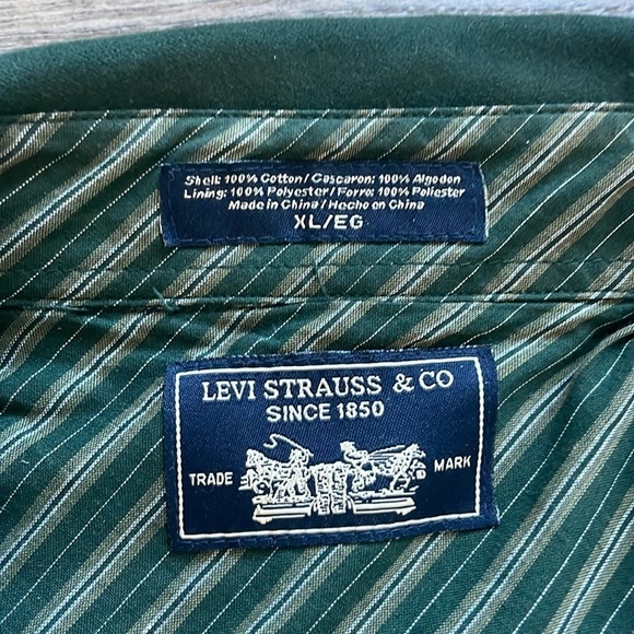 Levis Mens Button Up Shirt Forrest Green Faux Suede Jacket Long Sleeve, size XL - Picture 3 of 11